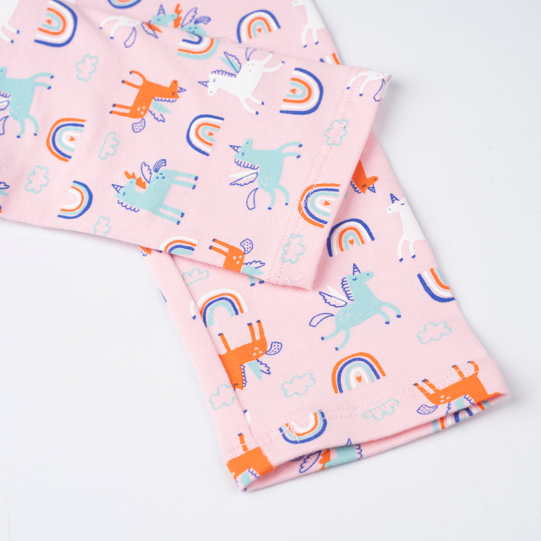 Poney Girls Pink Unicorn And Rainbows Leggings