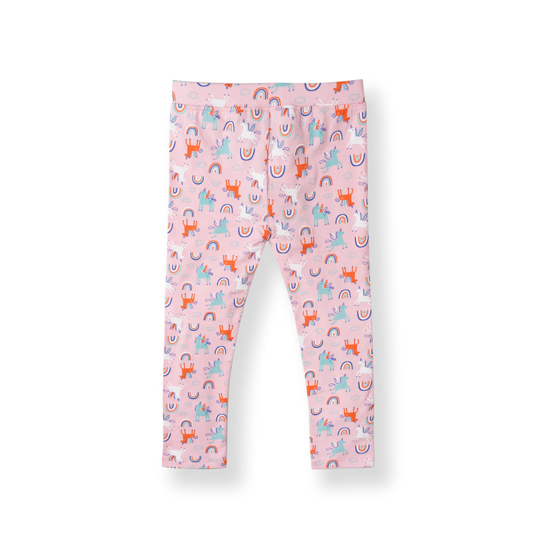 Poney Girls Pink Unicorn And Rainbows Leggings