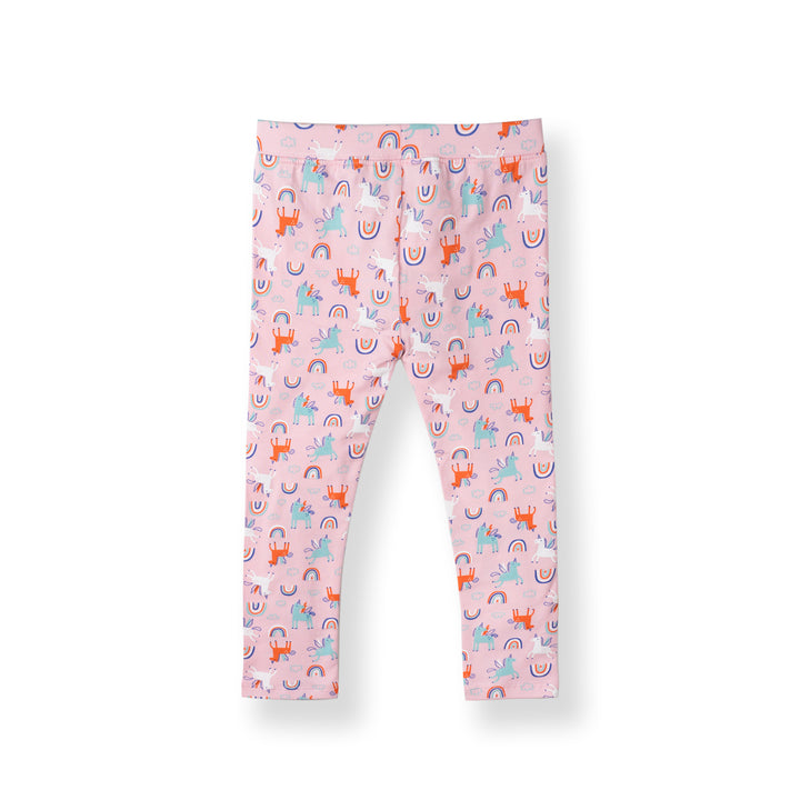 Poney Girls Pink Unicorn And Rainbows Leggings