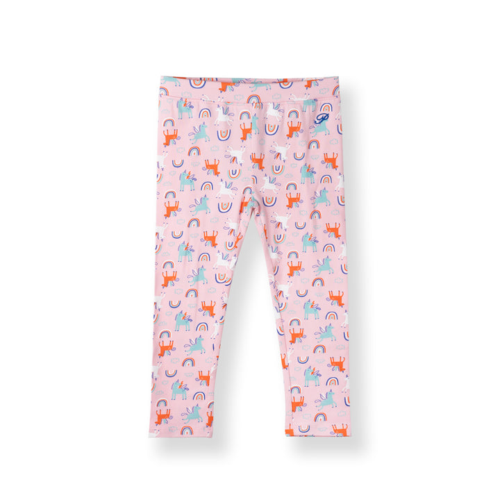 Poney Girls Pink Unicorn And Rainbows Leggings