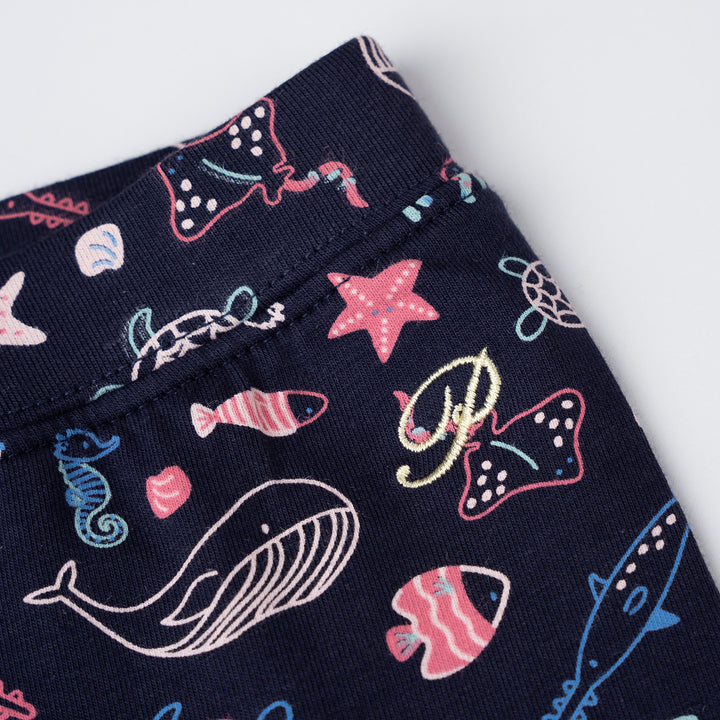 Poney Girls Navy Floral Fantasy Leggings