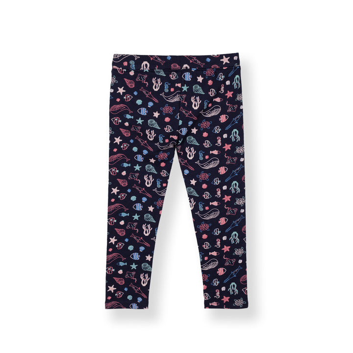 Poney Girls Navy Floral Fantasy Leggings