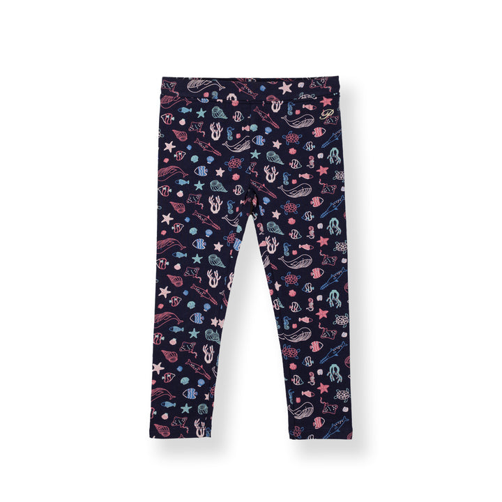 Poney Girls Navy Floral Fantasy Leggings