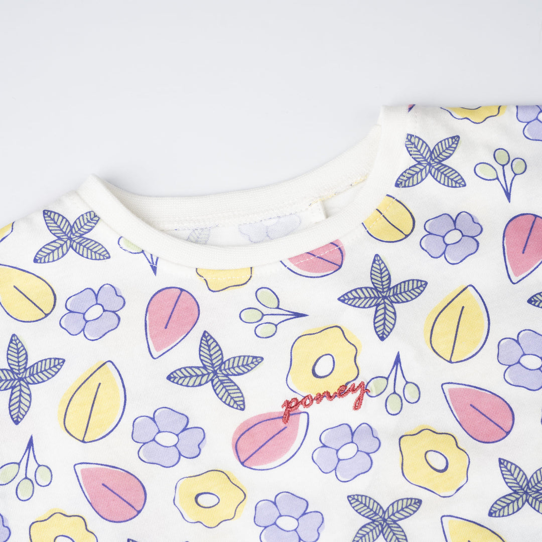 Poney Girls White Dreamy Garden Short Sleeve Tee
