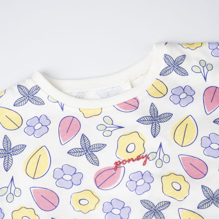 Poney Girls White Dreamy Garden Short Sleeve Tee