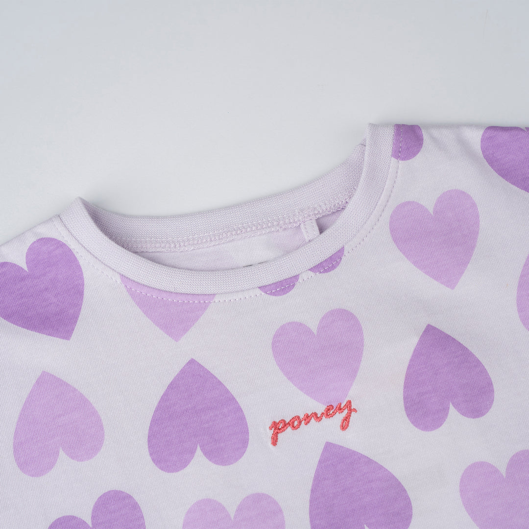 Poney Girls Purple Full Of Loves Short Sleeve Tee