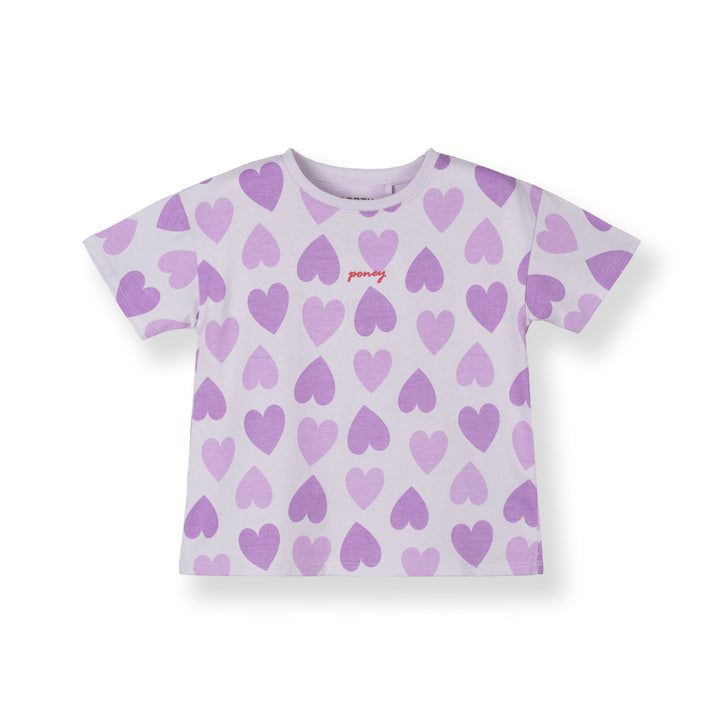 Poney Girls Purple Full Of Loves Short Sleeve Tee