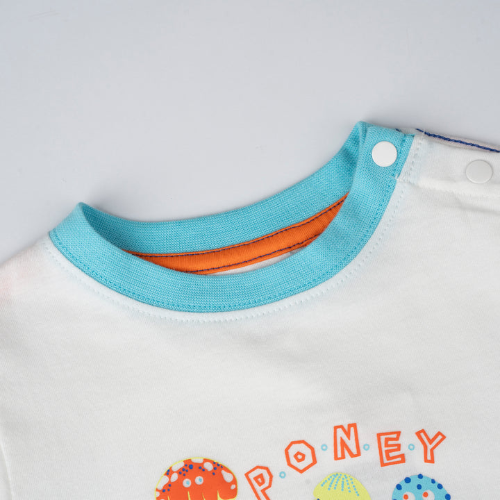 Poney Baby Boys White Jellyfish Friends Short Sleeve Tee