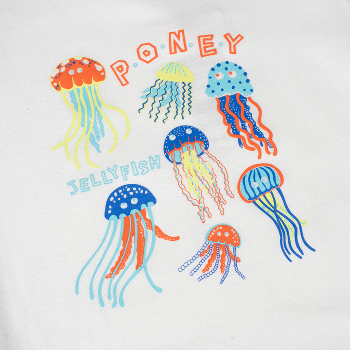 Poney Baby Boys White Jellyfish Friends Short Sleeve Tee