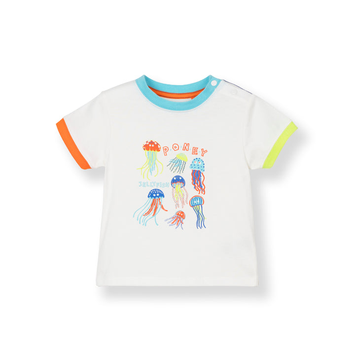 Poney Baby Boys White Jellyfish Friends Short Sleeve Tee