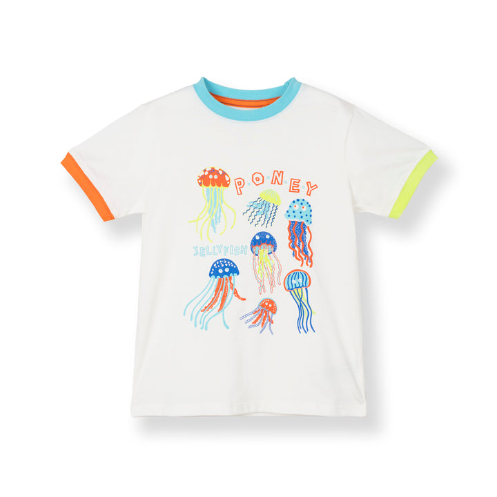 Poney Baby Boys White Jellyfish Friends Short Sleeve Tee