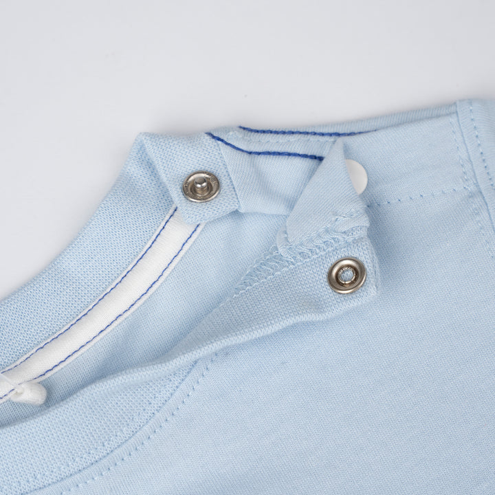 Poney Baby Boys Light Blue Seagull On A Ship Short Sleeve Tee