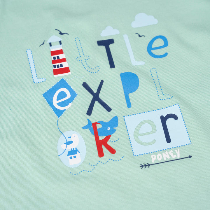Poney Baby Boys Green Little Explorer Short Sleeve Tee