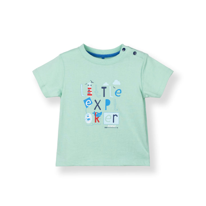 Poney Baby Boys Green Little Explorer Short Sleeve Tee