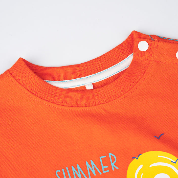 Poney Baby Boys Orange Summer Vibes Short Sleeve Tee