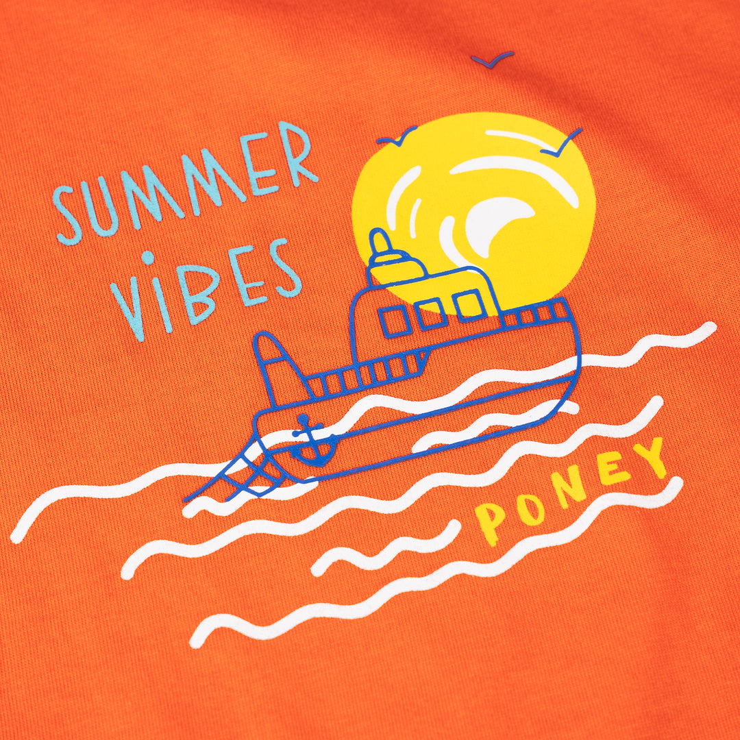 Poney Baby Boys Orange Summer Vibes Short Sleeve Tee