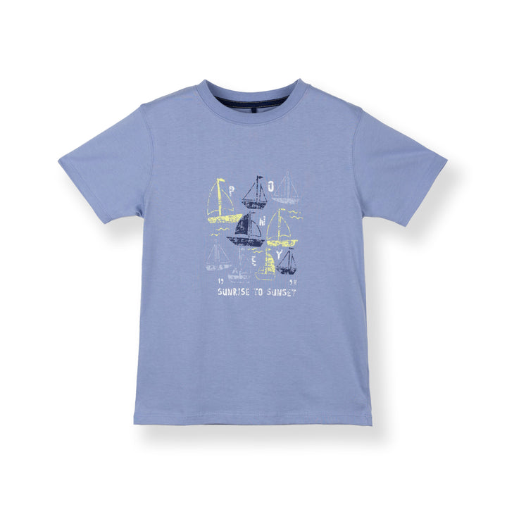 Poney Boys Blue Sunrise To Sunset Short Sleeve Tee