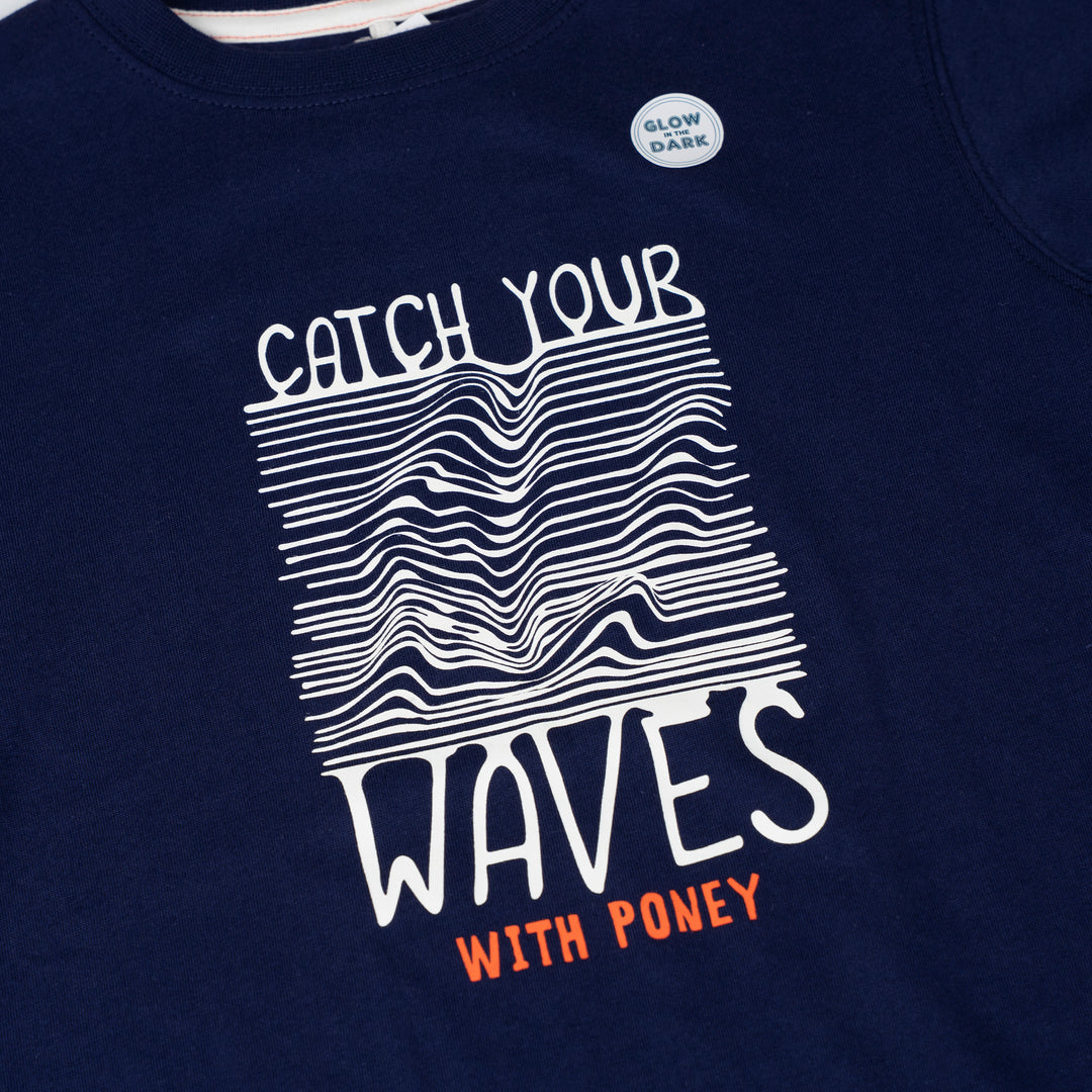 Poney Boys Navy Catch Your Waves Short Sleeve Tee