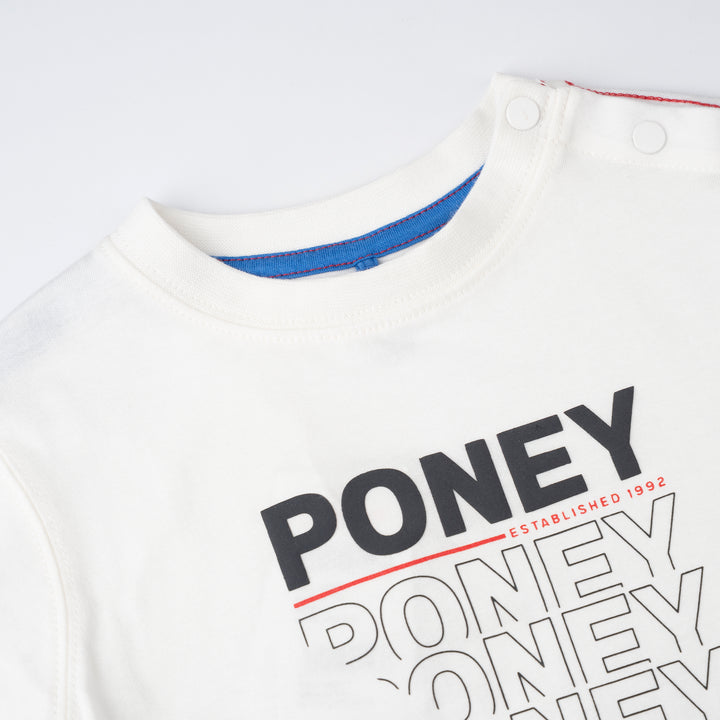 Poney Baby Boys White Cool Repeated 'PONEY' Graphic Short Sleeve Tee