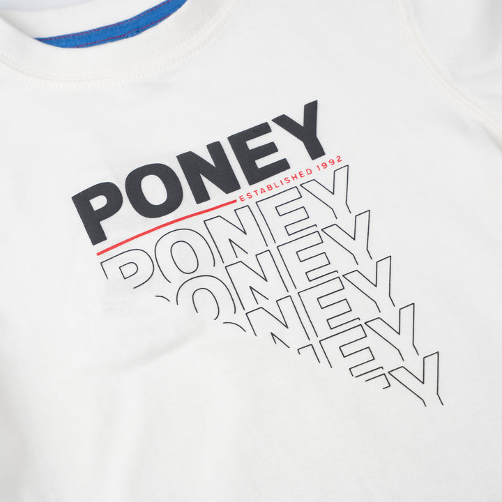 Poney Baby Boys White Cool Repeated 'PONEY' Graphic Short Sleeve Tee