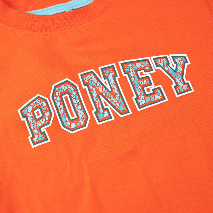 Poney Baby Boys Orange Varsity-Style 'PONEY' print Short Sleeve Tee