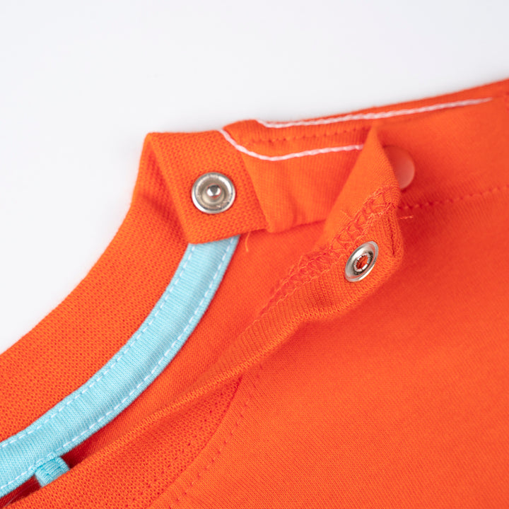 Poney Baby Boys Orange Varsity-Style 'PONEY' print Short Sleeve Tee