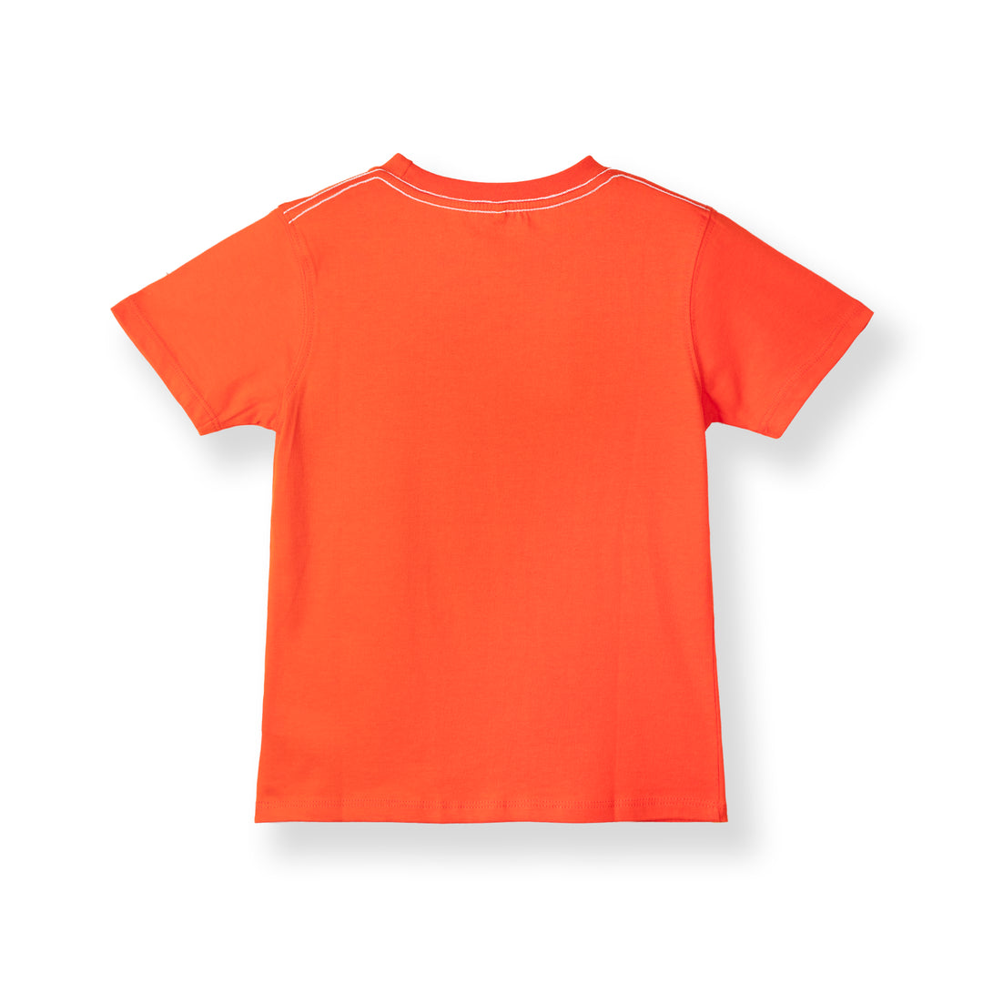 Poney Boys Orange Varsity-Style 'PONEY' print Short Sleeve Tee