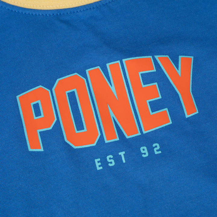Poney Baby Boys Blue Contrast Ribbed Collar and Sleeves Short Sleeve Tee