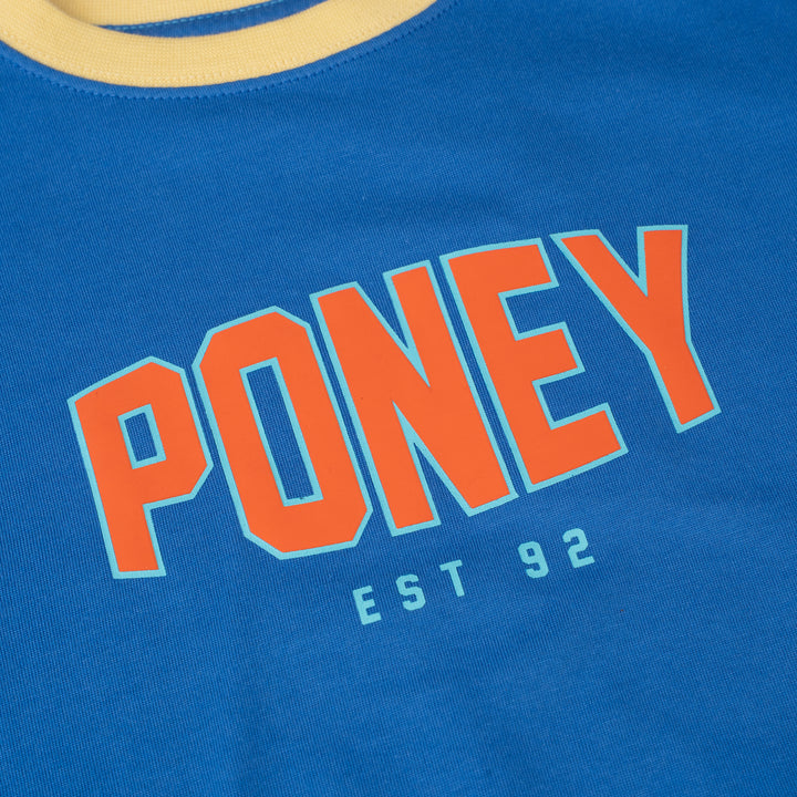 Poney Boys Blue Contrast Ribbed Collar and Sleeves Short Sleeve Tee
