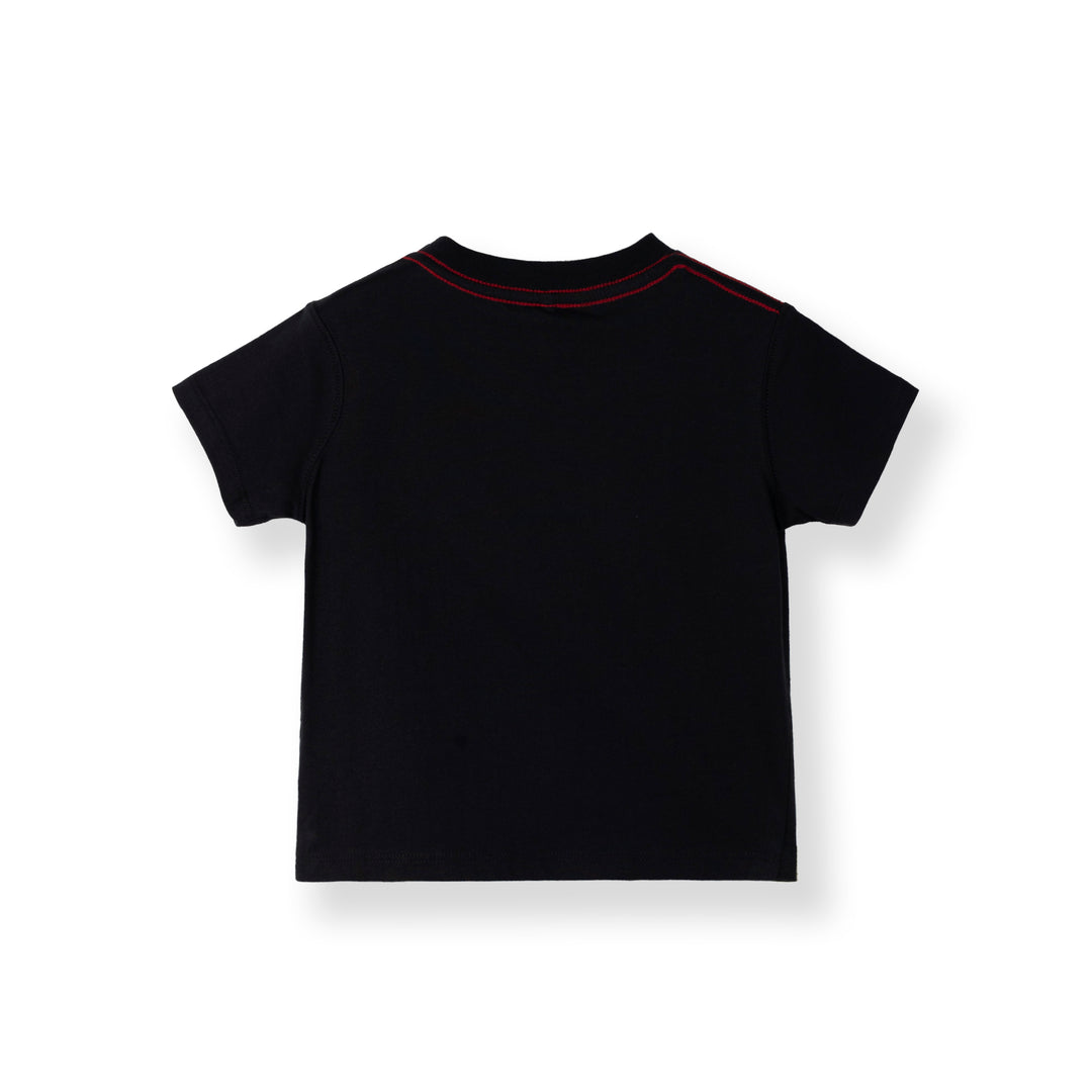 Poney Baby Boys Black 'PONEY' Logo in Comic Burst Short Sleeve Tee