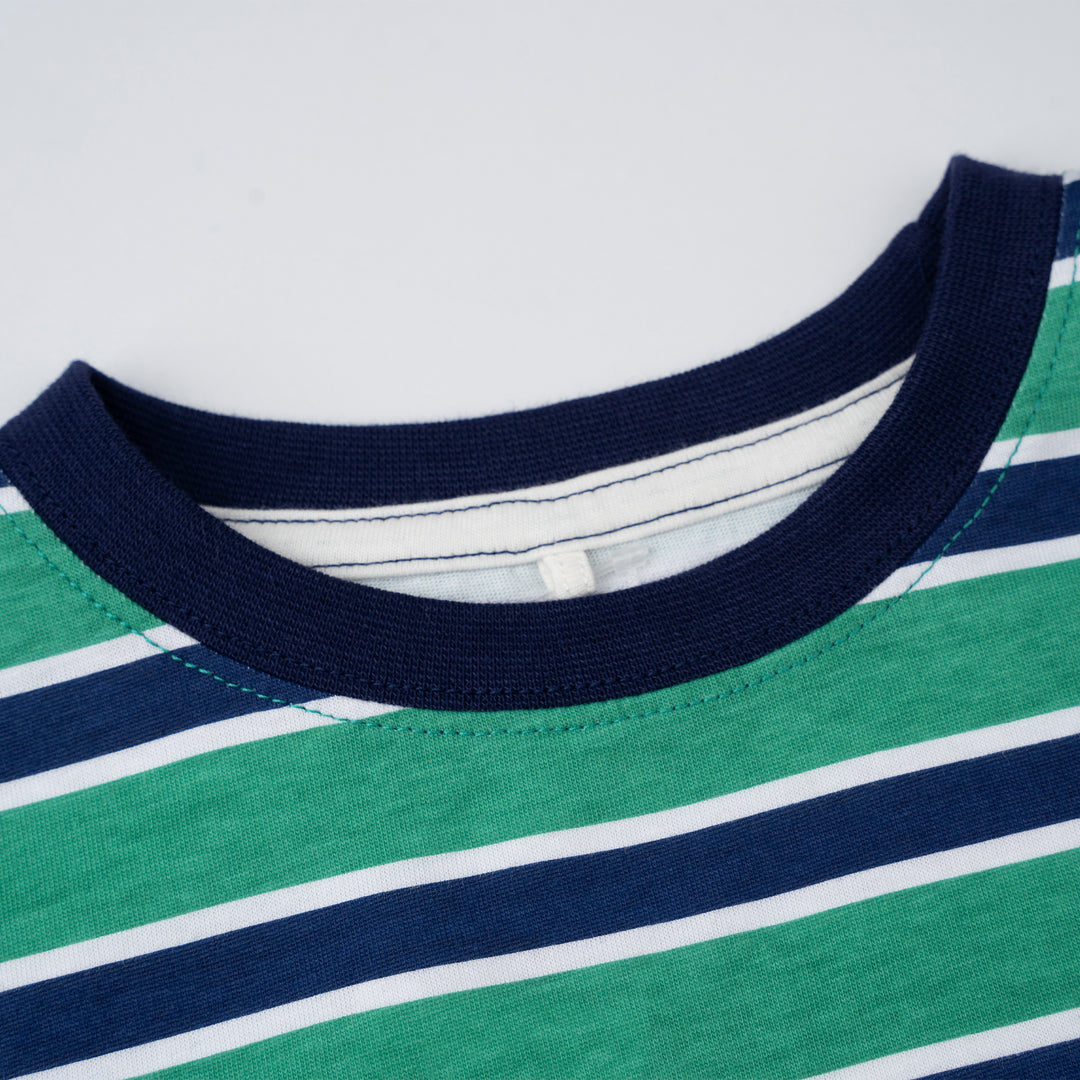 Green Classic Stripes Short Sleeve Tee