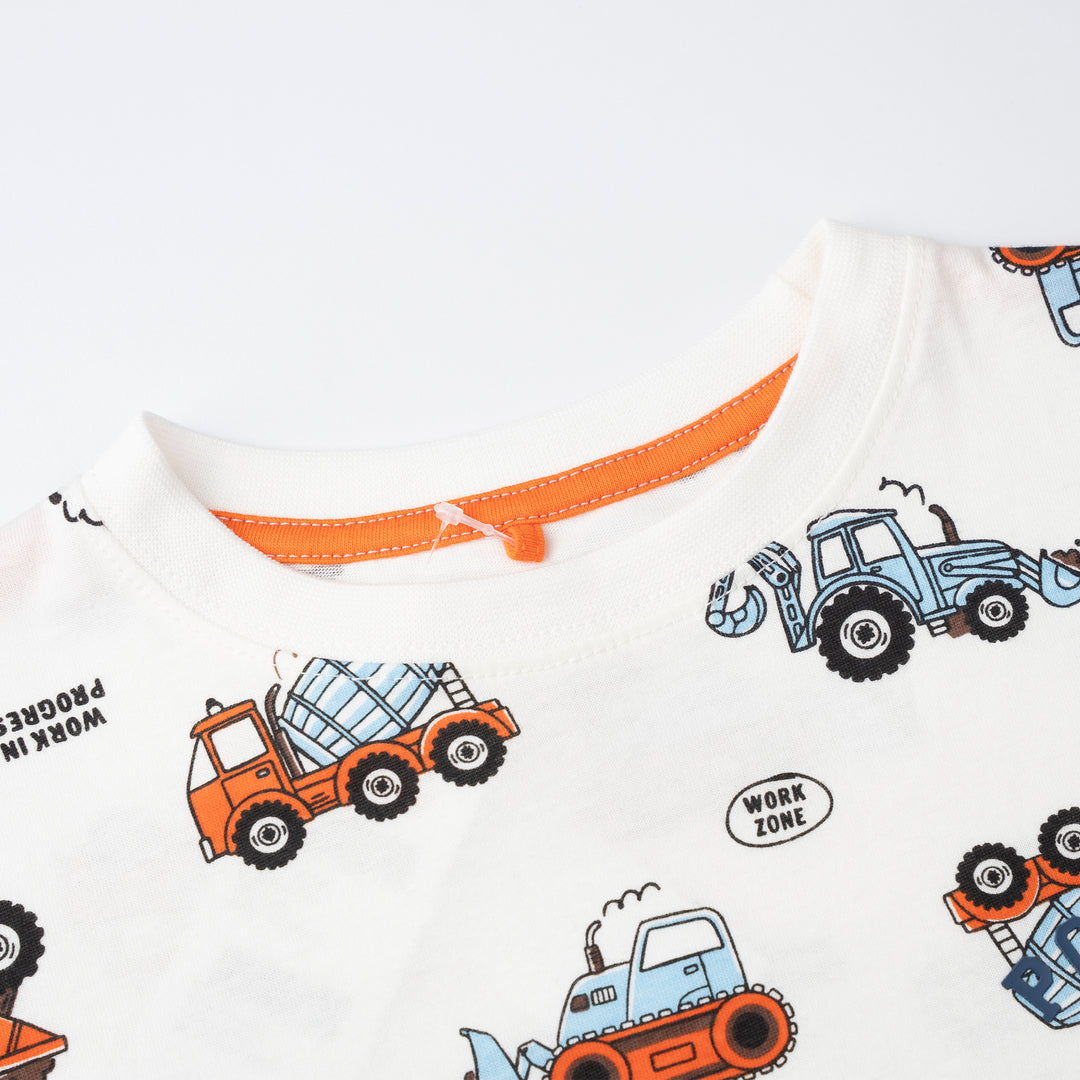 Poney Boys Cream Construction Site Short Sleeve Tee