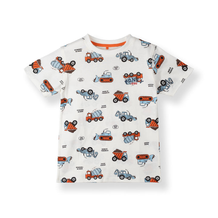 Poney Boys Cream Construction Site Short Sleeve Tee