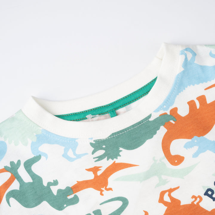 Poney Baby Boys Green Dinosaur Camo Short Sleeve Tee