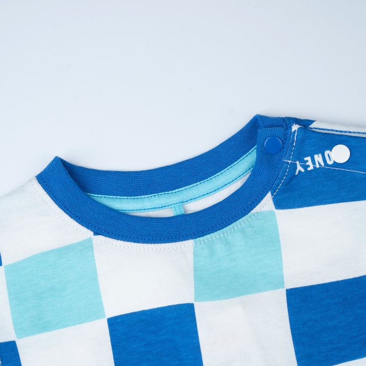 Poney Baby Boys Blue Checkered Short Sleeve Tee