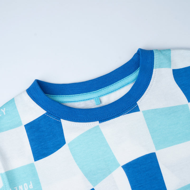 Poney Boys Blue Checkered Short Sleeve Tee