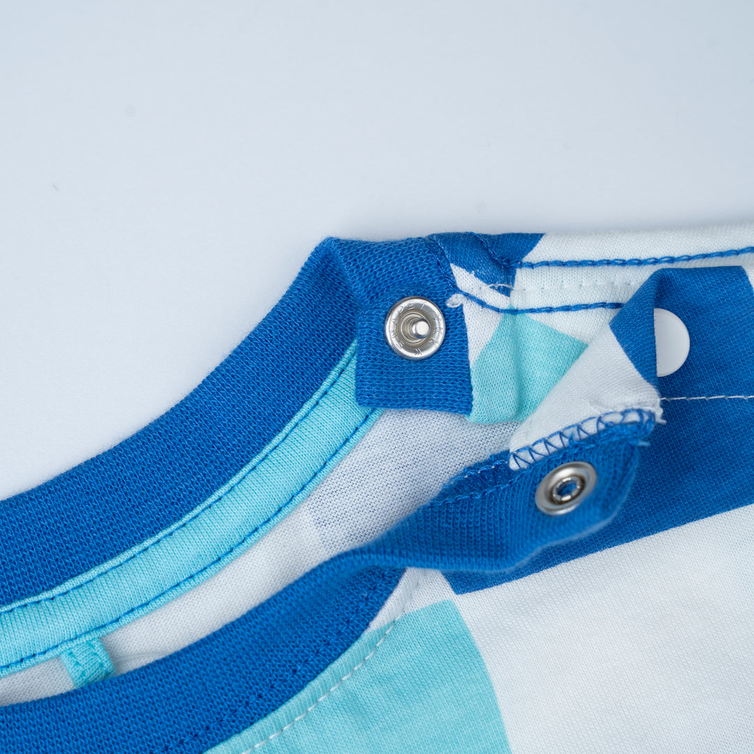 Poney Baby Boys Blue Checkered Short Sleeve Tee