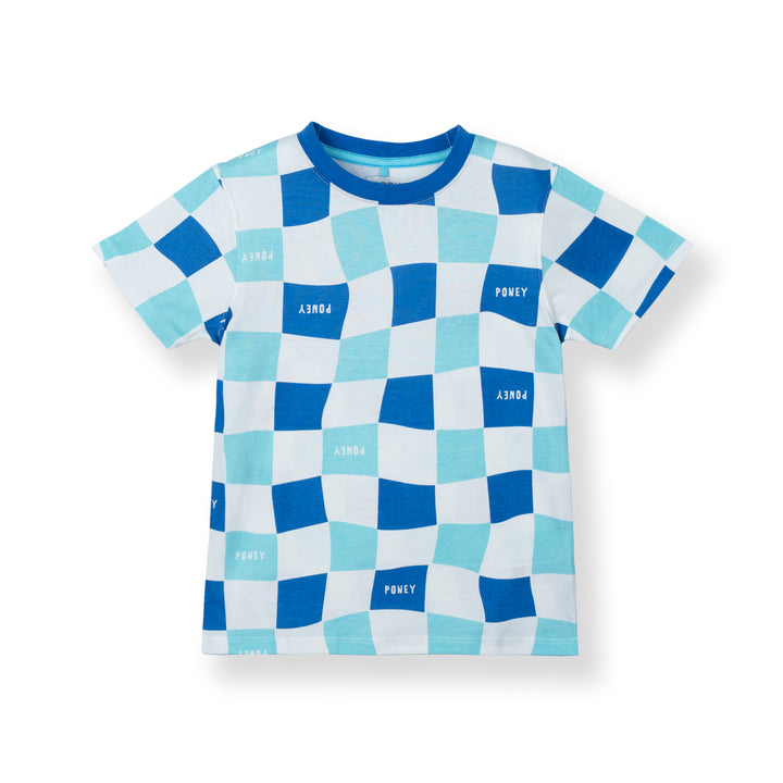 Poney Boys Blue Checkered Short Sleeve Tee