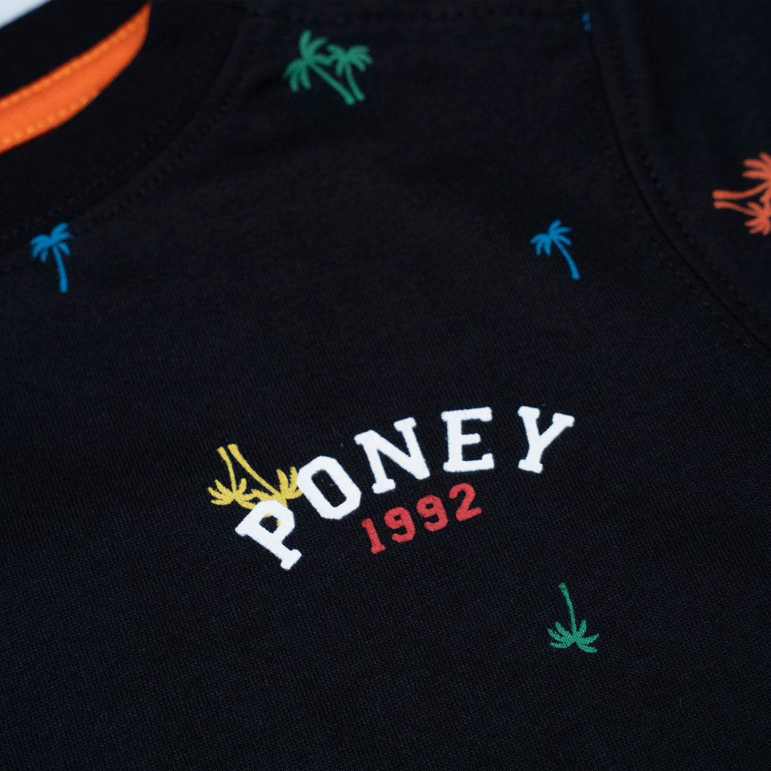 Poney Baby Boys Black Tropicool Vibes Short Sleeve Tee