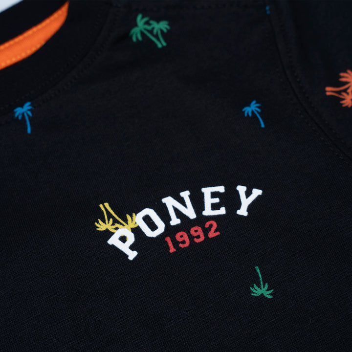 Poney Baby Boys Black Tropicool Vibes Short Sleeve Tee