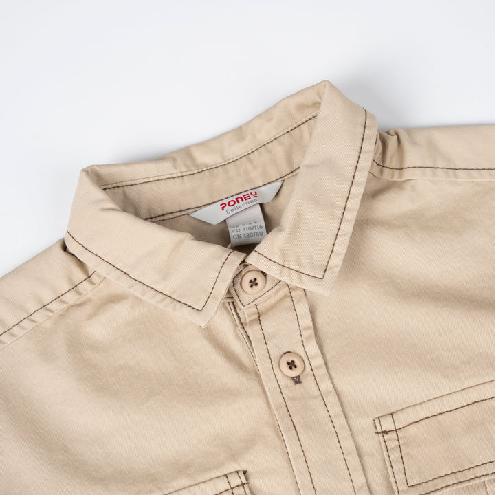 Poney Boys Light Khaki Cargo Short Sleeve Shirt