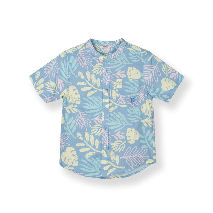 Poney Boys Blue Tropical Short Sleeve Shirt