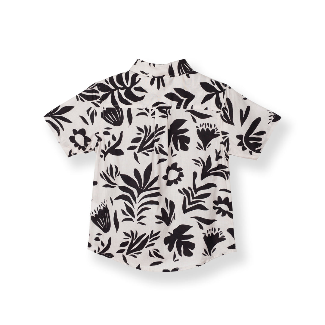 Poney Boys Black Hawaiian Short Sleeve Shirt