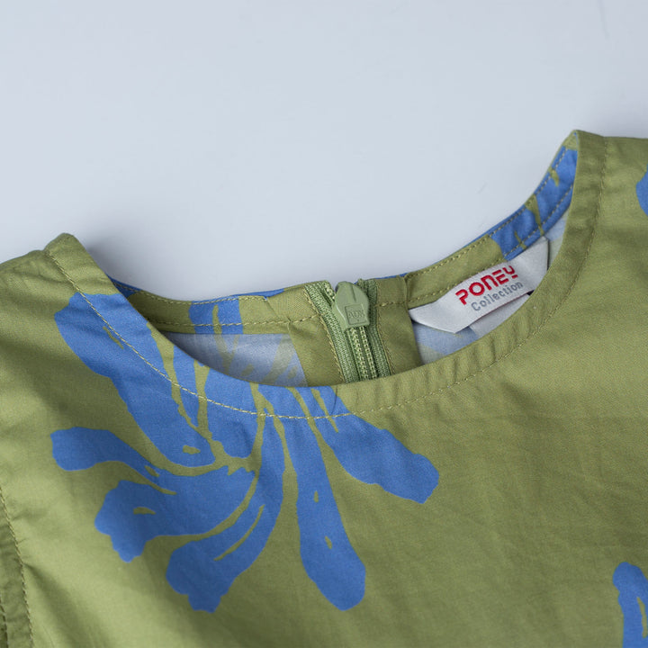 Verdant Ruffle Short Sleeve Midi Dress