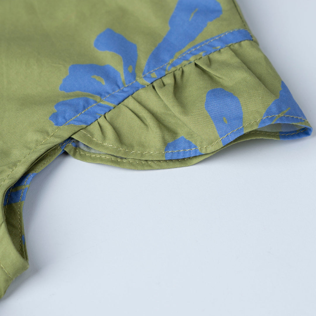 Verdant Ruffle Short Sleeve Midi Dress