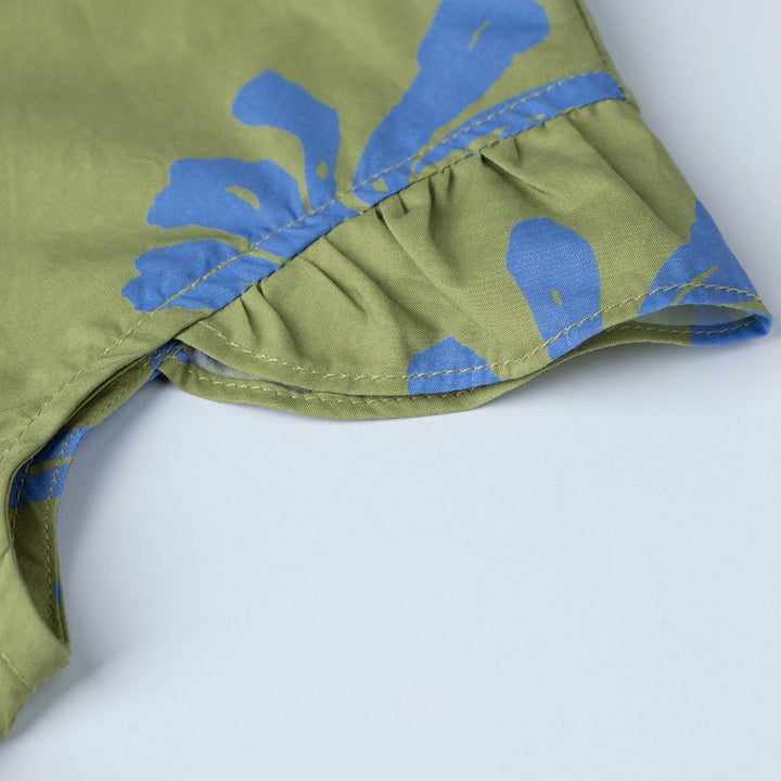 Verdant Ruffle Short Sleeve Midi Dress