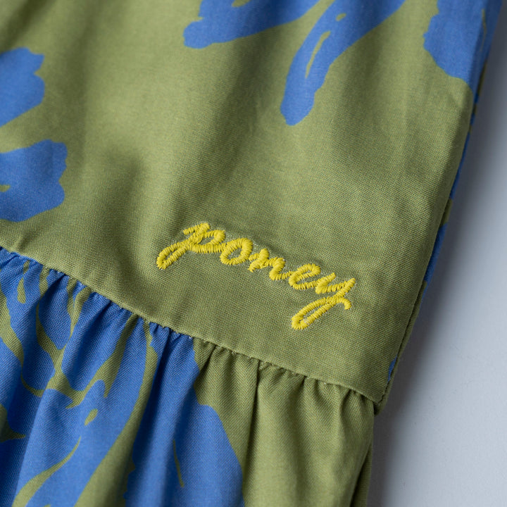 Verdant Ruffle Short Sleeve Midi Dress