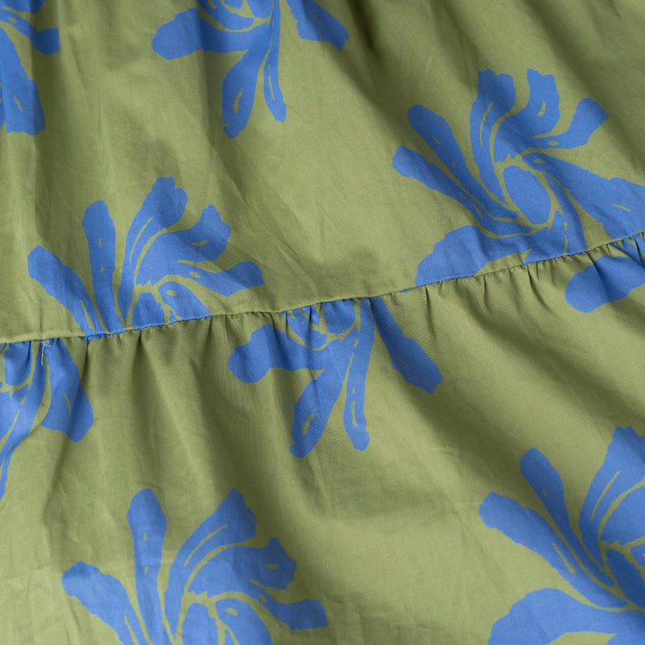 Verdant Ruffle Short Sleeve Midi Dress