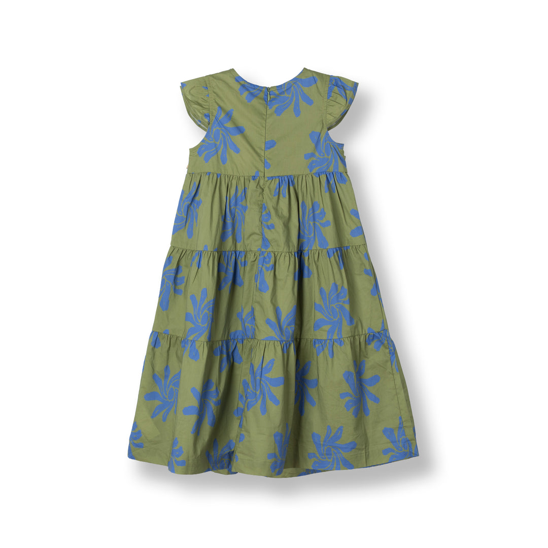 Verdant Ruffle Short Sleeve Midi Dress