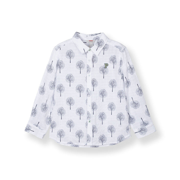 Poney Boys White Maple Tree Long Sleeve Shirt